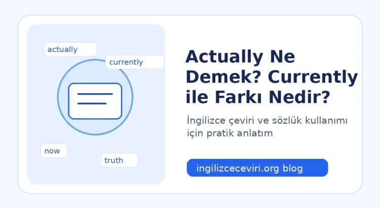 Actually ve currently farkını anlatan İngilizce öğrenme görseli
